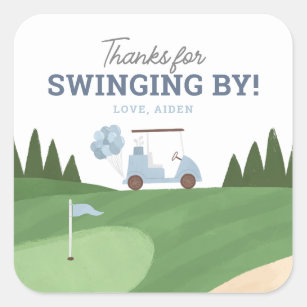 Golf Birthday Party Square Sticker