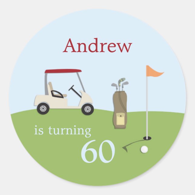 Golf Birthday Party Stickers (Front)