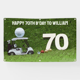 Golf Birthday Party to golfer with cart and ball Banner