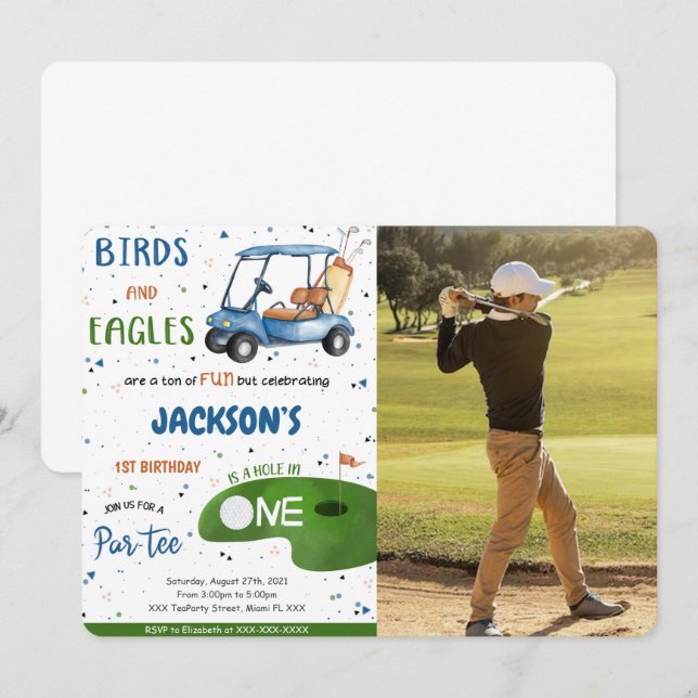 Golf Birthday Photo Invitation (Front/Back)