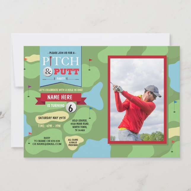 Golf Birthday Photo Putt Fun Golfing Invitation (Front)