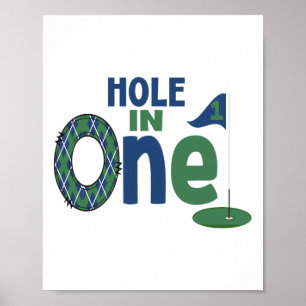 Golf Birthday Shirt 1st Birthday Hole In One Boys  Poster