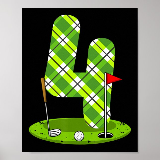 Golf Birthday Shirt For Kids 4th Birthday Party Go Poster (Front)