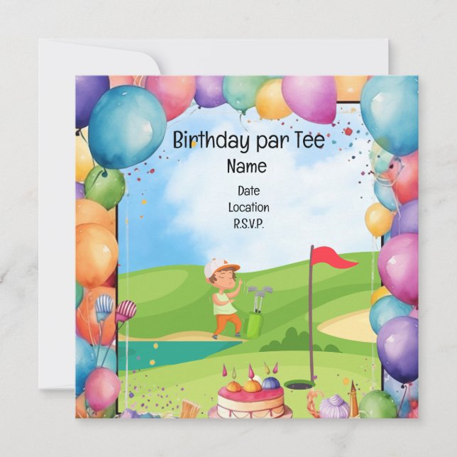 Golf Birthday theme for kid golfer Party Invitation (Front)