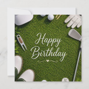 Golf Birthday to golfer on green grass Card