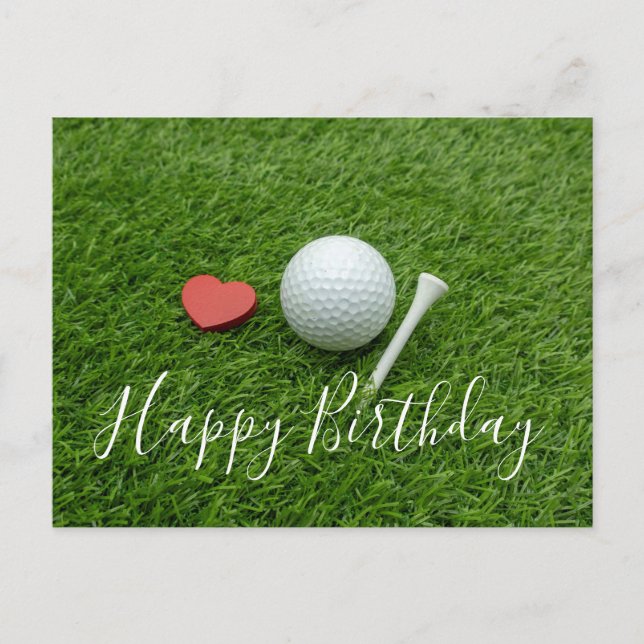 Golf Birthday to golfer with love and golf ball Postcard (Front)