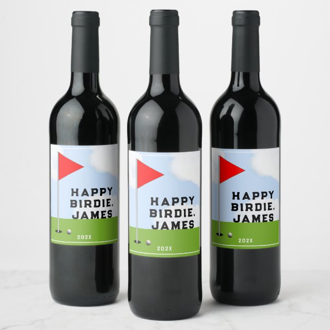 Golf Birthday  Wine Label (Bottles)