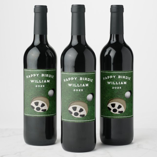Golf Birthday  Wine Label (Bottles)