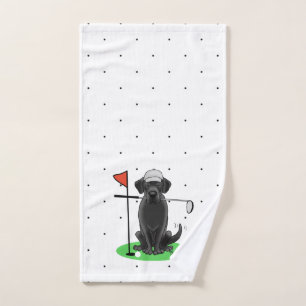 Golf Black Labrador Retriever Dog - Cute Bath Towel Set