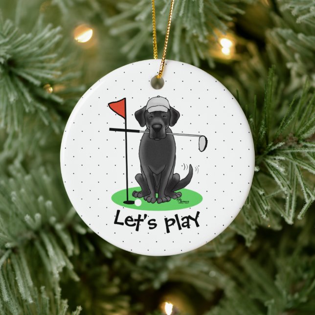 Golf Black Labrador Retriever Dog - Cute Ceramic Tree Decoration (Tree)