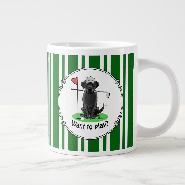 Golf Black Labrador Retriever Dog - Cute Large Coffee Mug (Right)