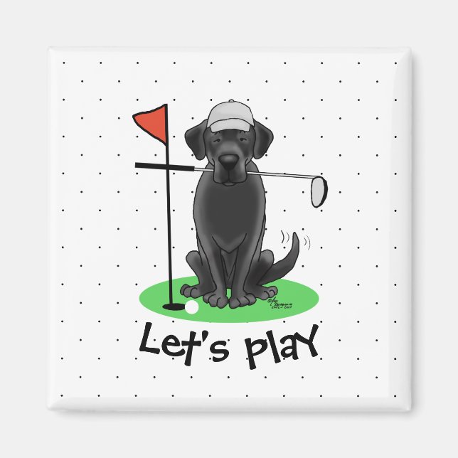 Golf Black Labrador Retriever Dog - Cute Magnet (Front)