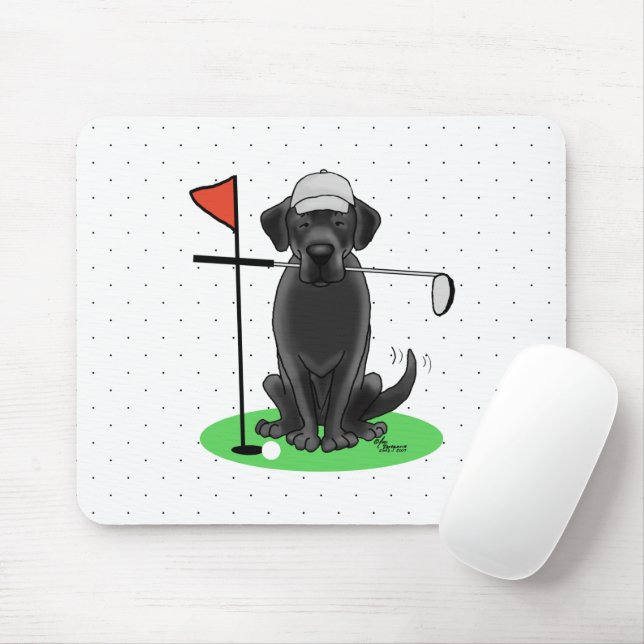 Golf Black Labrador Retriever Dog - Cute Mouse Mat (With Mouse)