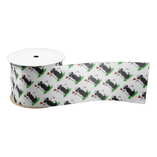 Golf Black Labrador Retriever Dog - Cute Satin Ribbon