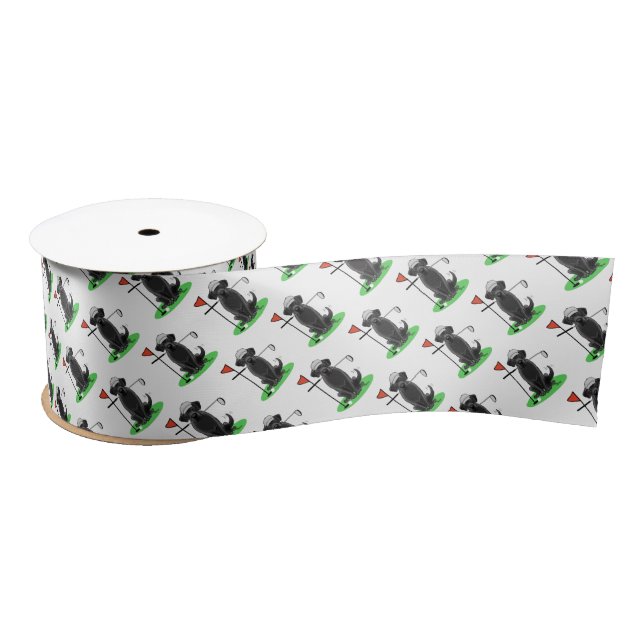 Golf Black Labrador Retriever Dog - Cute Satin Ribbon (Spool)
