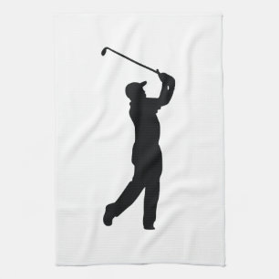 Golf Black Silhouette Shadow Tea Towel