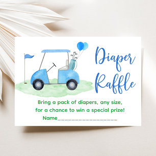Golf Blue Boy Baby Shower Diaper Raffle Enclosure Card