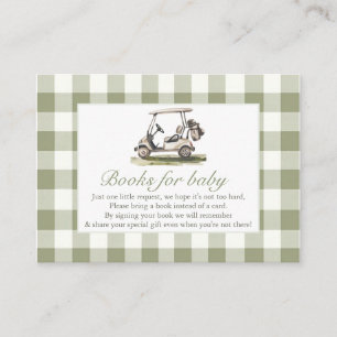 Golf Books for Baby Baby Shower Sage Green Gingham Enclosure Card