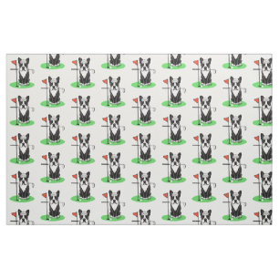 Golf Boston Terrier (black) Cute Dog Fabric