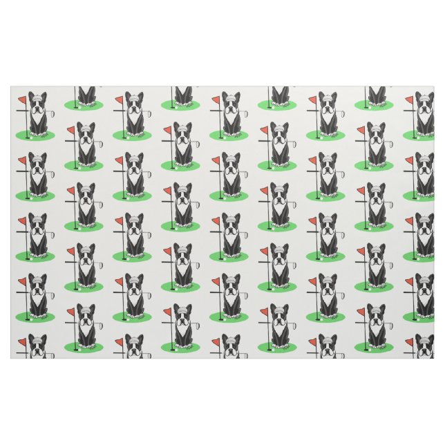 Golf Boston Terrier (black) Cute Dog Fabric (Fat Quarter)