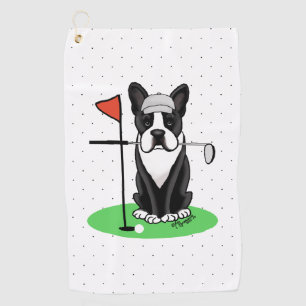 Golf Boston Terrier (black) Cute Dog Golf Towel
