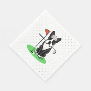 Golf Boston Terrier (black) Cute Dog Napkin