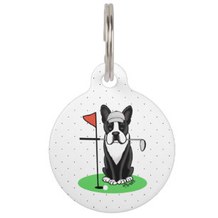 Golf Boston Terrier (black) Cute Dog Pet Tag
