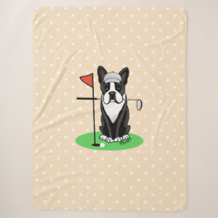 Golf Boston Terrier (black) Cute Dog Sherpa Blanket