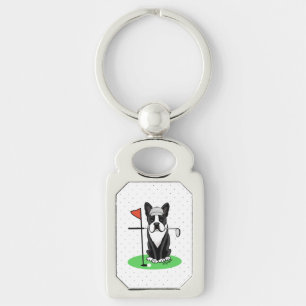 Golf Boston Terrier Dog (black) Cute Key Ring