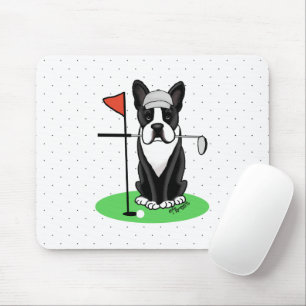 Golf Boston Terrier Dog (black) Cute Mouse Mat