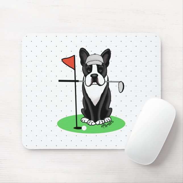 Golf Boston Terrier Dog (black) Cute Mouse Mat (With Mouse)