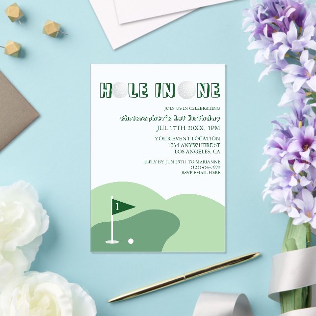 Golf Boy 1st Birthday Acrylic Invitations (Insitu (Wedding))