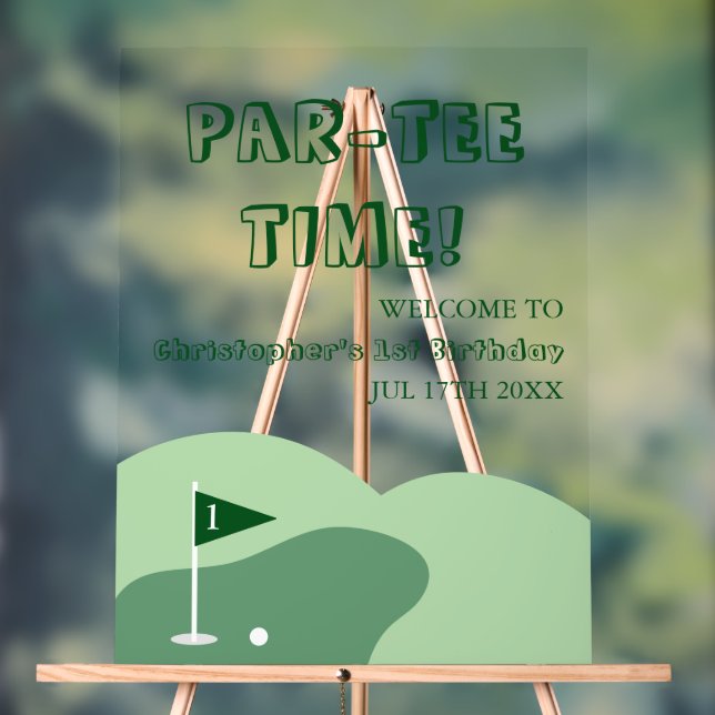 Golf Boy 1st Birthday Acrylic Sign (Neutral)