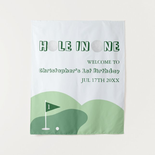 Golf Boy 1st Birthday Tapestry (Front)