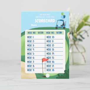 Golf Boy Birthday Par-Tee 18 Holes Card Scorecard