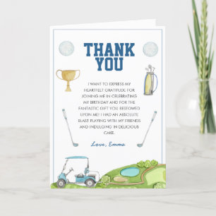 Golf Boy Birthday Party Thank You Card