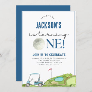 Golf Boy First Birthday Invitation