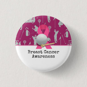 Golf Breast Cancer Awareness for golfer 3 Cm Round Badge