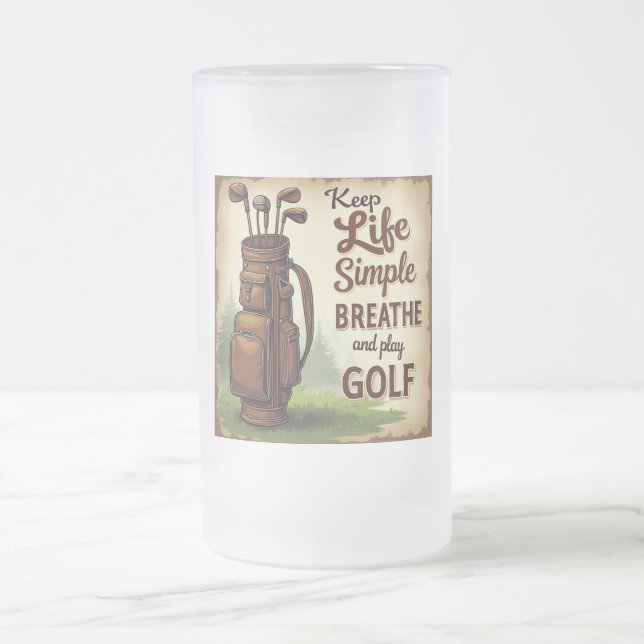 Golf Breathe And Play Golf Frosted Glass Beer Mug (Center)