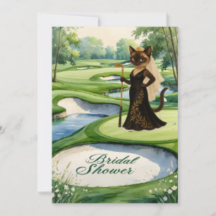 GOLF BRIDAL SHOWER for Cat Lover golfer Invitation