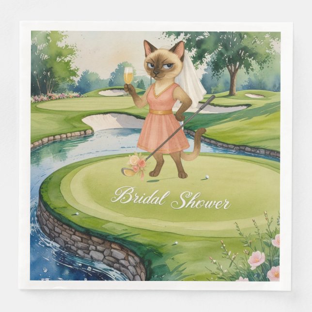 GOLF BRIDAL SHOWER for Cat Lover golfer  Napkin (Front)