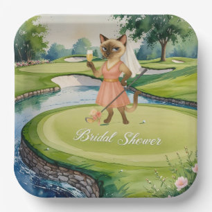 GOLF BRIDAL SHOWER for Cat Lover golfer  Paper Plate