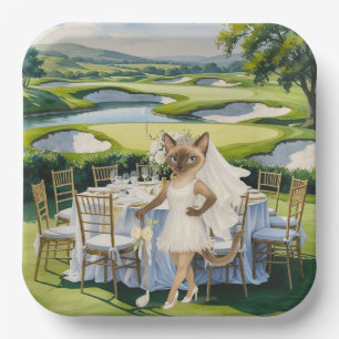 GOLF BRIDAL SHOWER for Cat Lover golfer Paper Plate