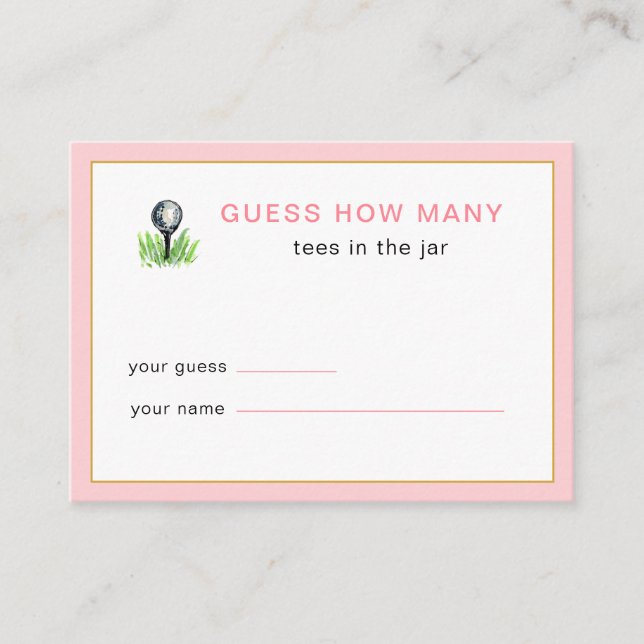 Golf Bridal Shower Game Enclosure Card (Front)