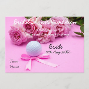 Golf Bridal Shower Invitation golf ball and roses