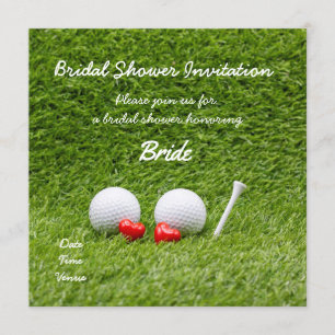 Golf bridal shower invitation with two golf balls