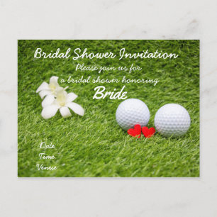 Golf bridal shower invitation with two golf balls postcard