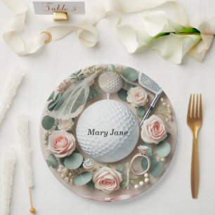 Golf Bridal Shower themed with golf ball  Paper Plate