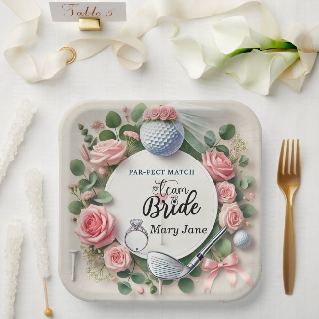 Golf Bridal Shower themed with golf ball  Paper Plate (Wedding)