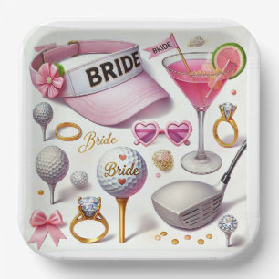 Golf Bridal Shower themed with golf ball Paper Plate